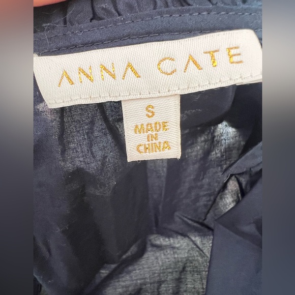 Anna Cate navy tie waste ruffle long sleeve Dress-Small - Picture 3 of 5